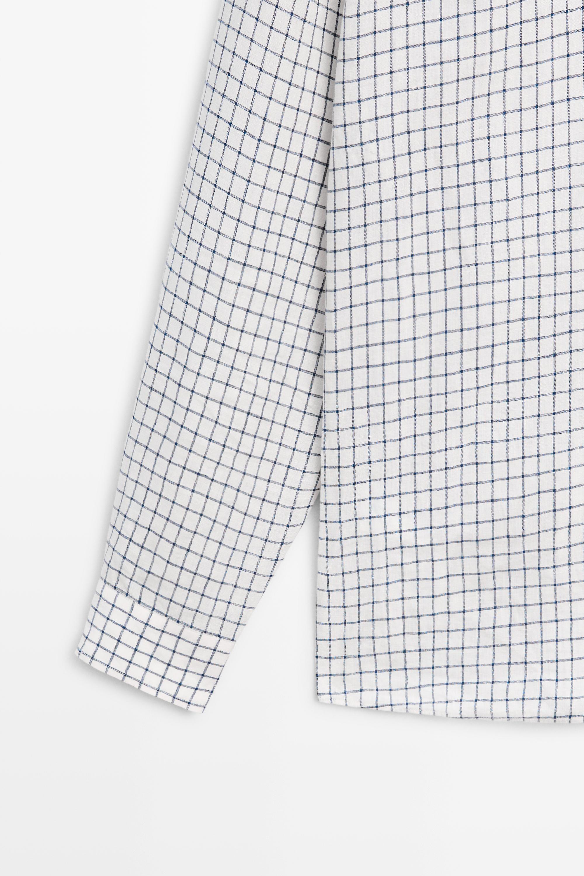 100% linen regular-fit check shirt
